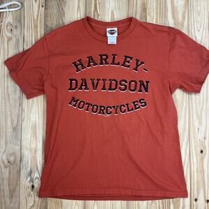 Harley Davidson Men's Size L Orange T-Shirt Port Charlotte FL Made in USA 2015